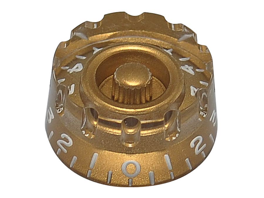 Boston KG-116 speed knob (notched edge), for inch type pot shaft, transparent gold