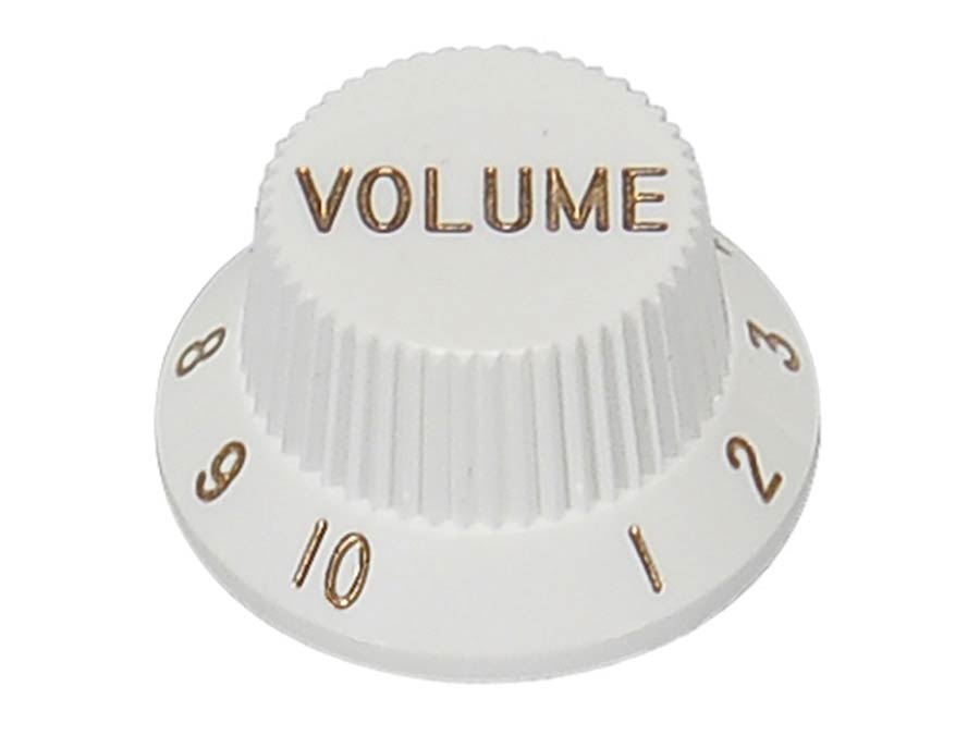 Boston KW-1726-V bell knob, Stallion, white, fits both 24 fine (CTS) and 18 coarse knurl (Alpha), m.i. Japan, volume