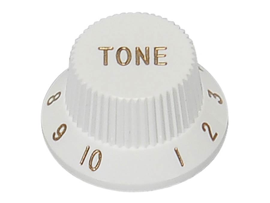 Boston KW-1726-T bell knob, Stallion, white, fits both 24 fine (CTS) and 18 coarse knurl (Alpha), m.i. Japan, tone