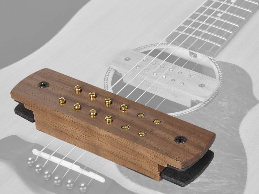 Boston SHP-230 soundhole pickup, humbucker with adjustable poles, 60cm cable + jack socket, with solid walnut cove