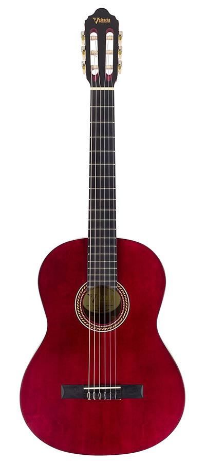 Valencia VC204TWR Klassieke gitaar 4/4 – Transparant wijnrood