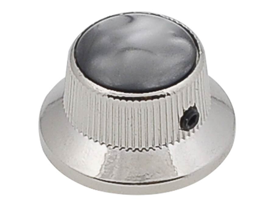 Boston KN-263 bell knob with black pearl inlay, nickel