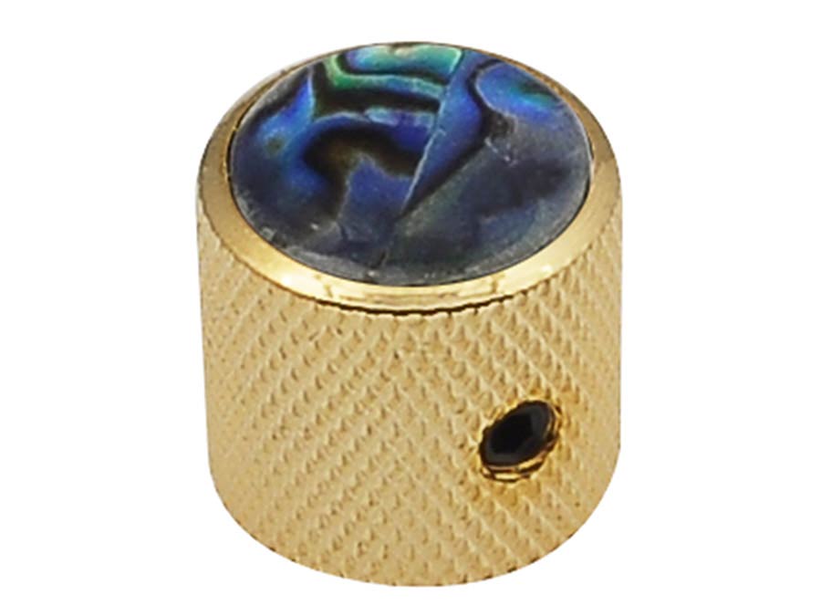 Boston KG-237 dome knob with abalone inlay, 18x18mm with set screw, gold