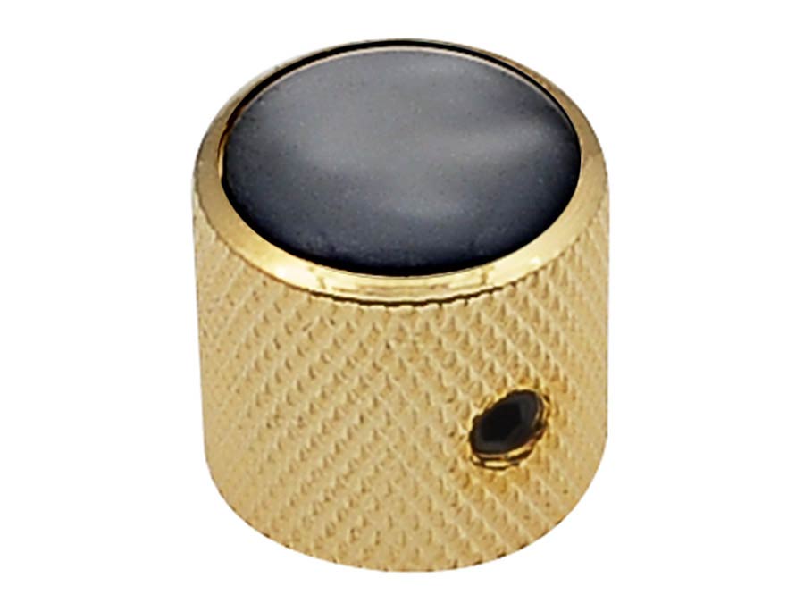 Boston KG-239 dome knob with black pearl inlay, 18x18mm with set screw, gold