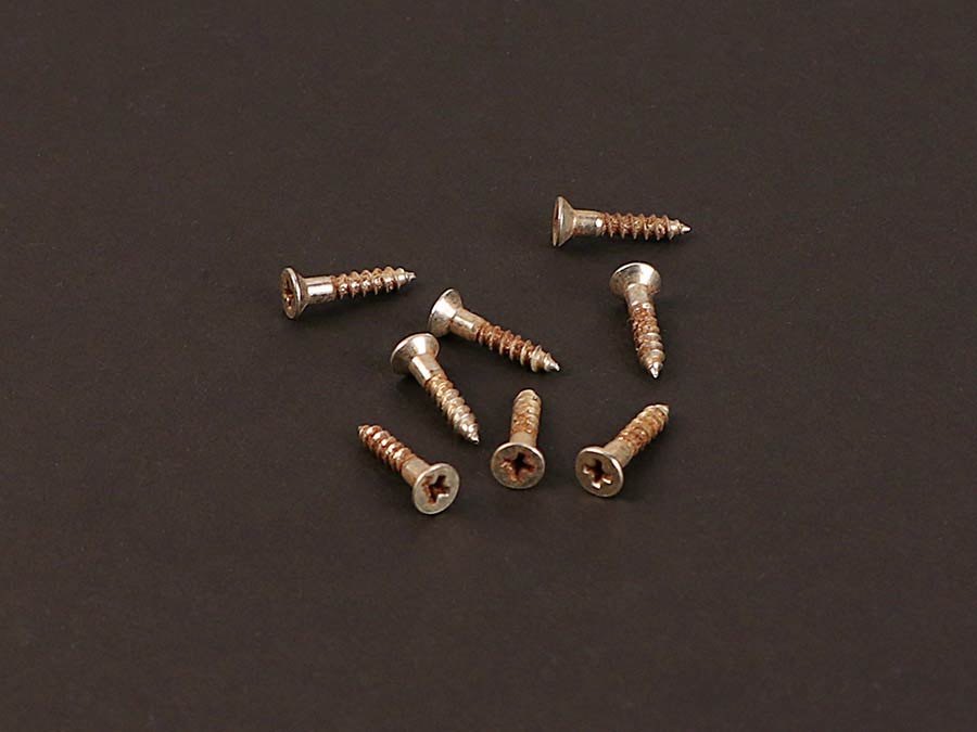 Boston MRC-MRSCWNL mounting ring screws, flat head 2.4 x13mm, 8/pack, nickel relic for two pickups