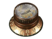 Boston KG-130-VSR hat knob LP/SG style, gold with silver cap, relic, Volume, metric size for import/Japan pots