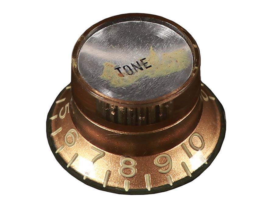 Boston KG-130-TSR hat knob LP/SG style, gold with silver cap, relic, Tone, metric size for import/Japan pots