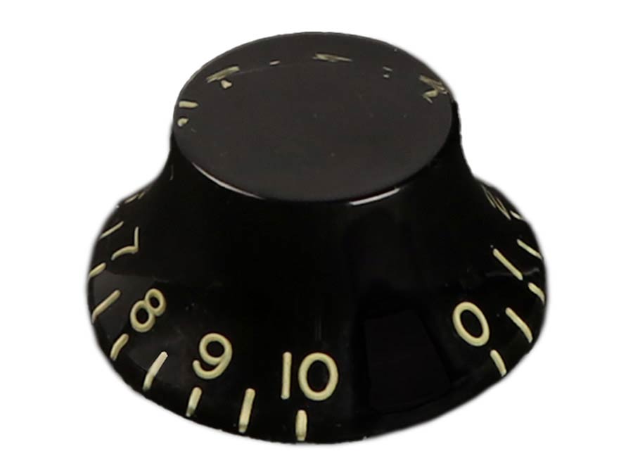 Boston KB-160I-R bell knob, LP, embossed numbers, inch size for USA pots, relic black