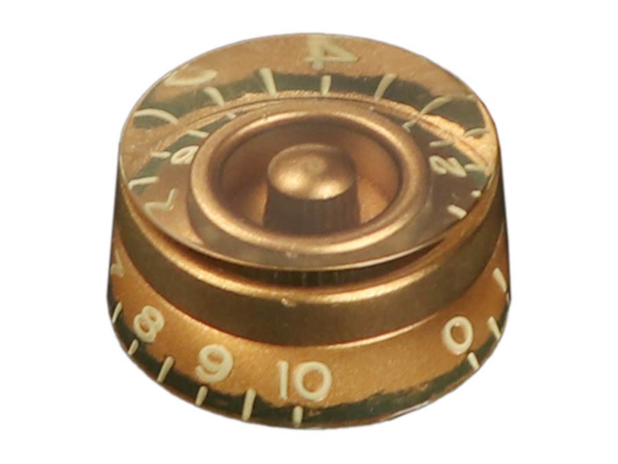Boston KG-110I-R speed knob (hatbox), inch size for USA pots, relic gold