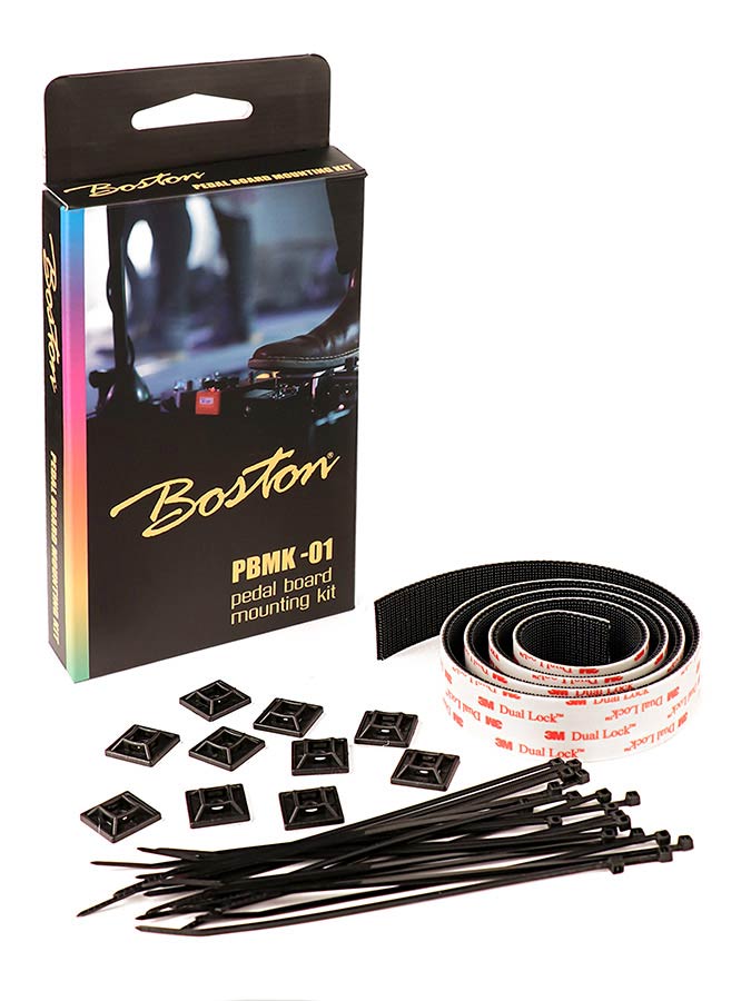 Boston PBMK-01 pedal board mounting kit: 3M Dual Lock (1mtr), 10pcs adhesive mount plate, 20pcs cable tie