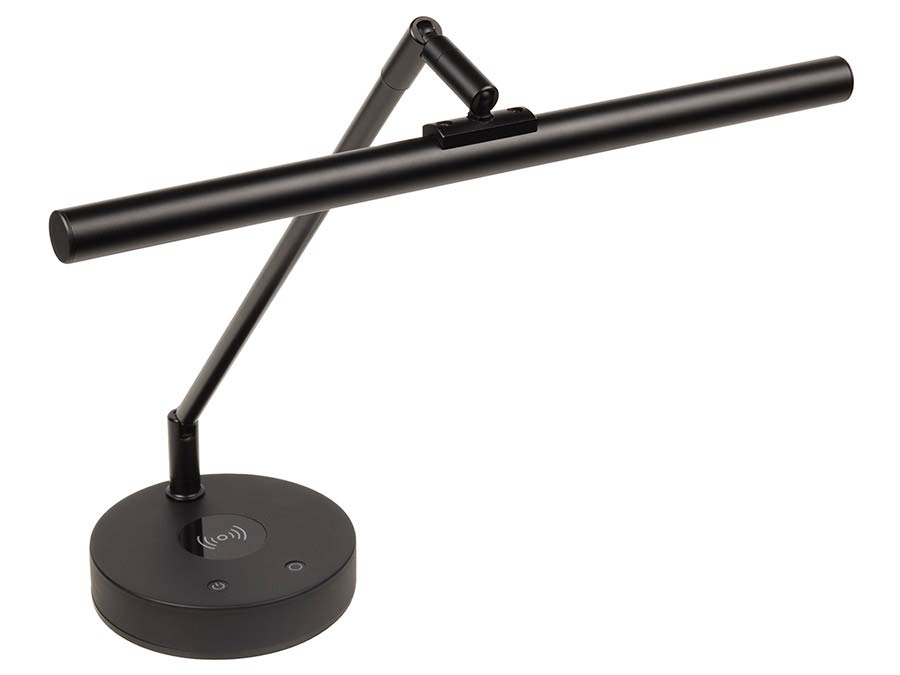 Boston PLM-1000-BK piano LED lamp, inclusief draadloze oplader, T-vorm, zwarte aluminium behuizing, inclusief adapter