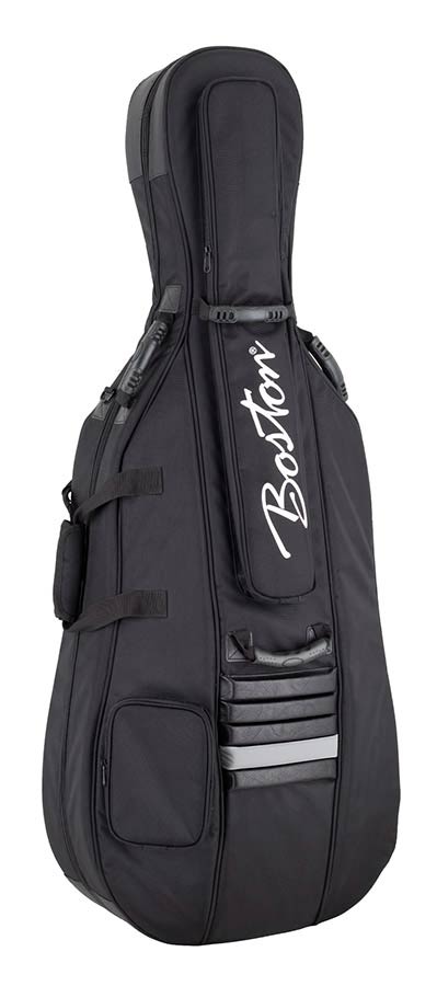 Boston CT-1044 deluxe cello bag 25mm polyethylene padded 4/4, black 1680D nylon, with luxe velour interior