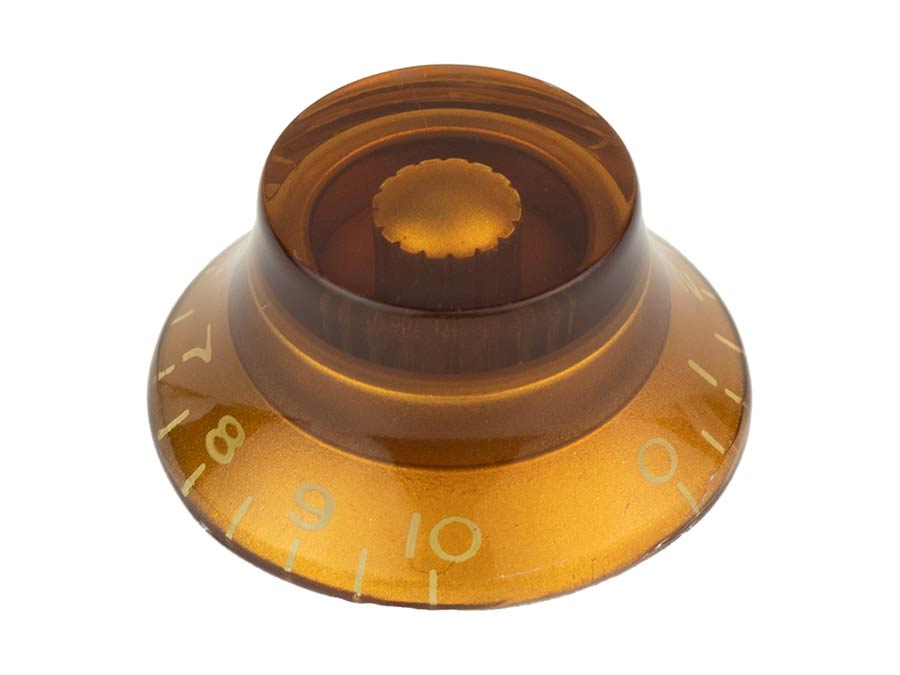 Boston KA-160-IM bell knob, transparent amber, fits 24 fine (CTS) and 18 coarse knurl (Alpha), m.i. Japan