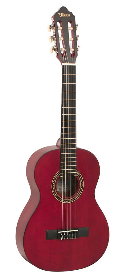 Valencia VC202TWR Klassieke gitaar 1/2 – Transparant wijnrood