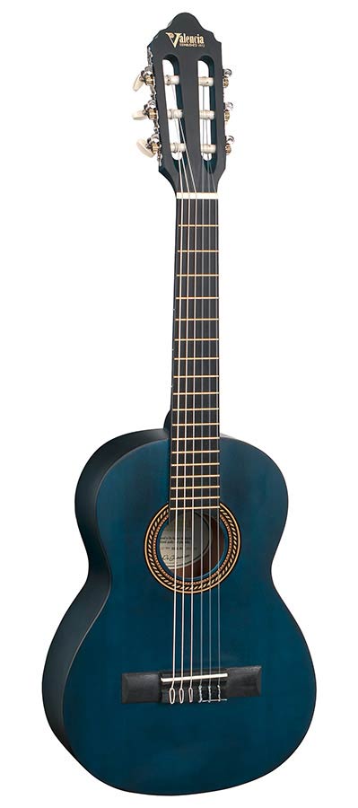 Valencia VC201TBU Klassieke gitaar 1/4 – Transparant blauw
