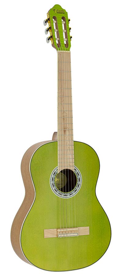 Valencia: Klassieke gitaar 4/4, sitka spruce & mahonie, groen