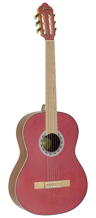 Valencia: Klassieke gitaar 4/4, hybride hals, sitka spar & mahonie, roze
