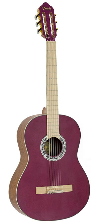 Valencia: Klassieke gitaar 4/4, hybride hals, sitka spar & mahonie, paars
