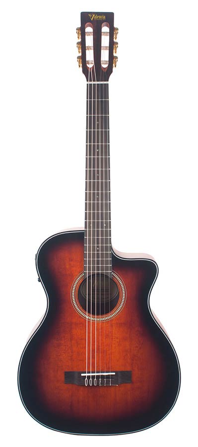 Valencia VA434CECSB Elektrisch-akoestische nylonsnarige Auditorium gitaar 4/4 – Classic Sunburst
