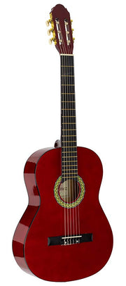 Martinez: Klassieke Gitaar Schaal: 4/4, Transparant Donkerrood