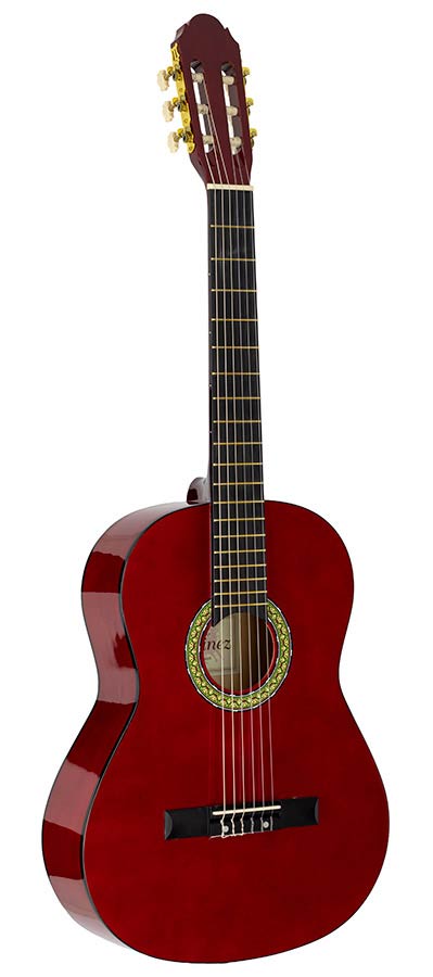 Martinez: Klassieke Gitaar Mensuur: 3/4, Transparant Donkerrood