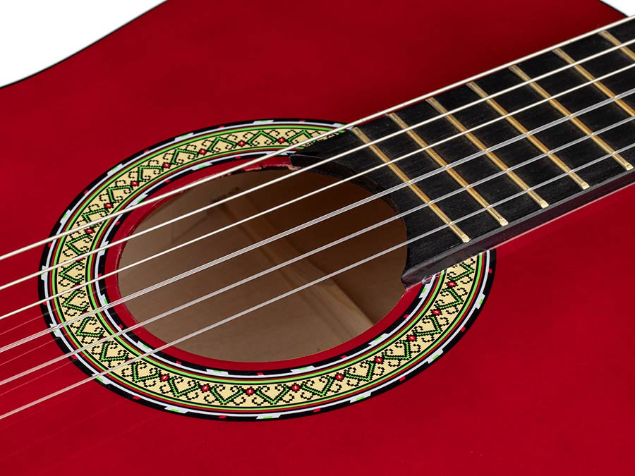 Martinez: Classical Guitar Scale Length: 3/4, Transparent Dark Red