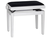 Boston PB10/3520 verstelbare pianobank zijdeglans wit met zwarte velours zitting