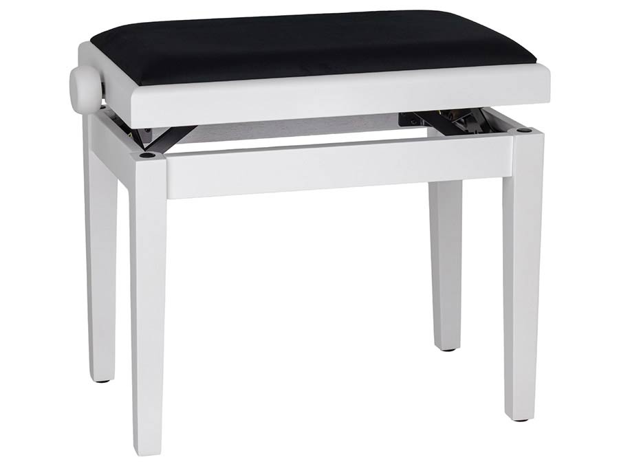 Boston PB10/3520 verstelbare pianobank zijdeglans wit met zwarte velours zitting