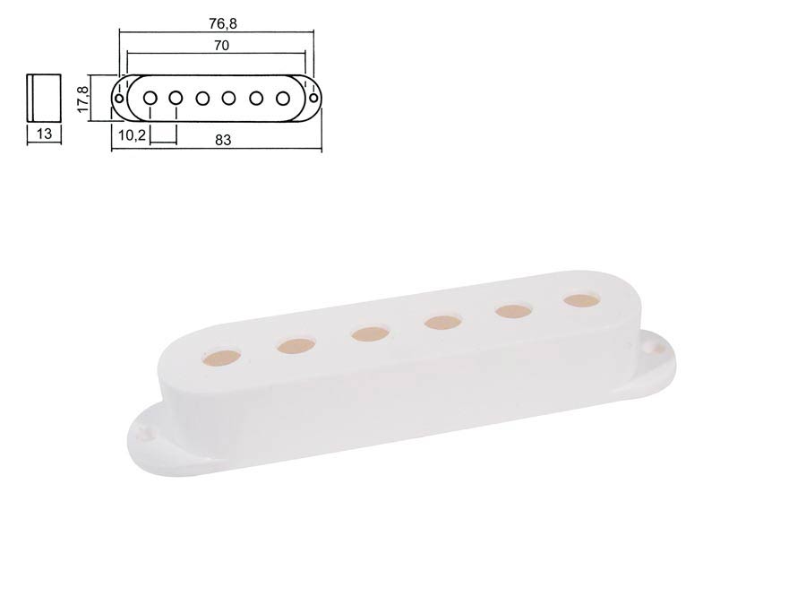 Boston SPC-10-WH pickup cover, Stallion model single coil, 83,0-70,0x17,8x18,0mm, 3 pcs, white