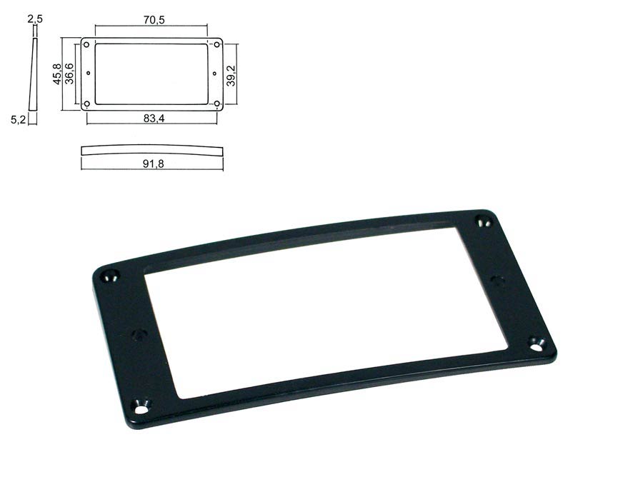 Boston HPR-08-SBK pickup ring, humbucker, plastic, black, height: 2,5x 5,2mm, low, slanted