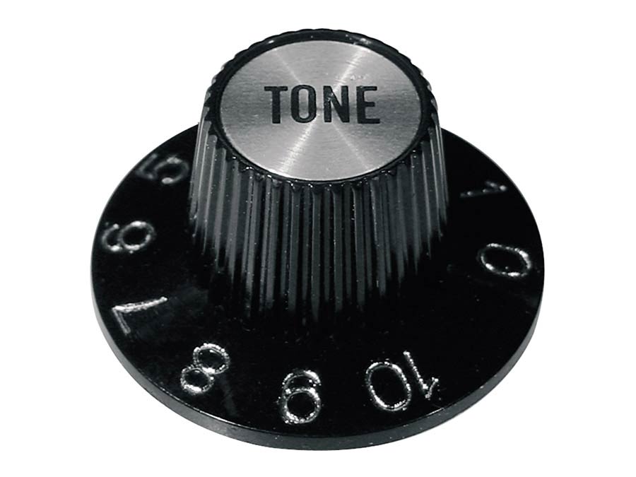 Boston KS-260-T witch hat knob, with chrome cap, black, tone
