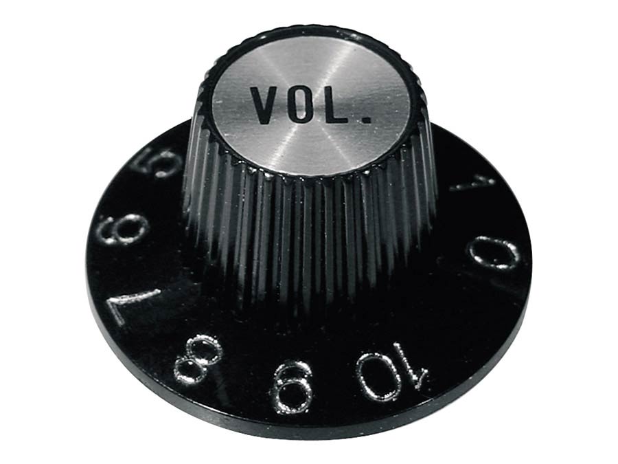 Boston KS-260-V witch hat knob, with chrome cap, black, volume