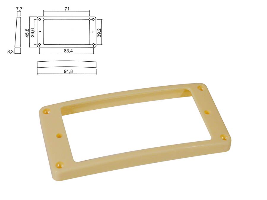 Boston HPR-08-TCR pickup ring, humbucker, plastic, ivory, slanted, height: 7,7x 8,3mm, high