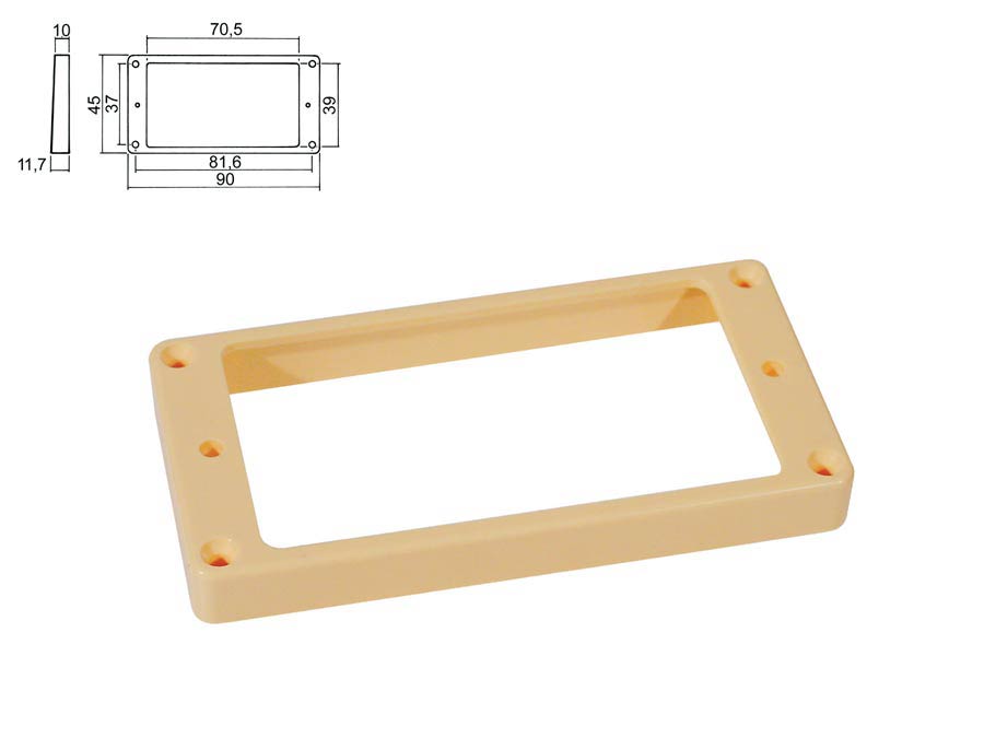 Boston HPF-02-TCR pickup ring, humbucker, flat, ivory, plastic, height: 10,0-11,7mm, high