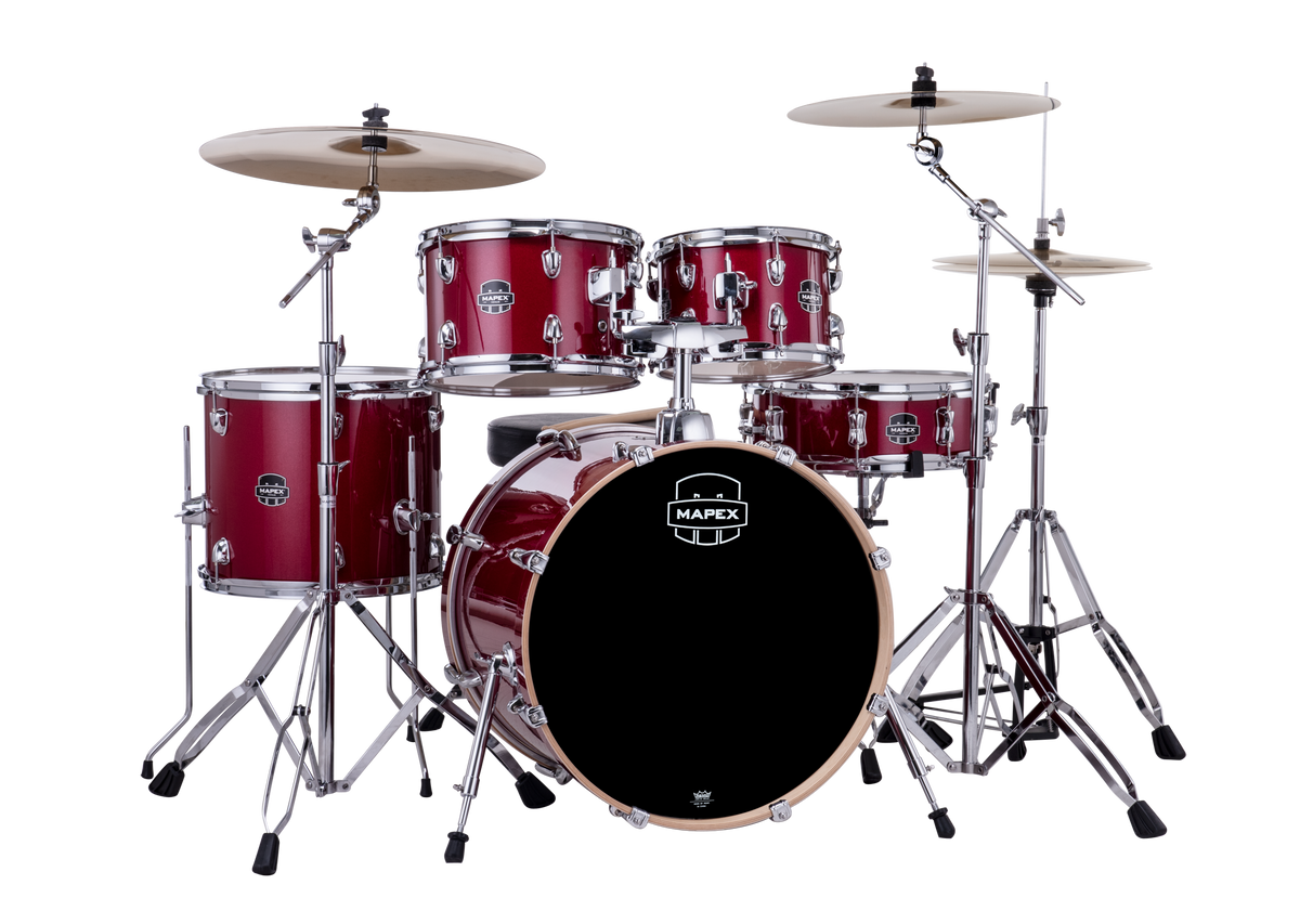 Mapex komplete set, Venus, Fusion, Crimson Red Sparkle #VM, incl. bekken – MXVE5045FTCVM