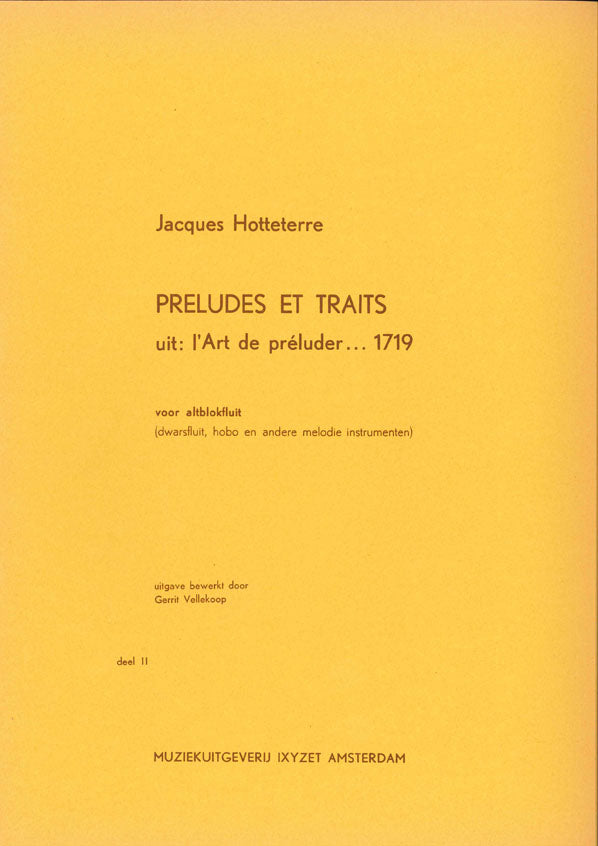 Hotteterre: Preludes & Traits 2 (Altblokfluit)