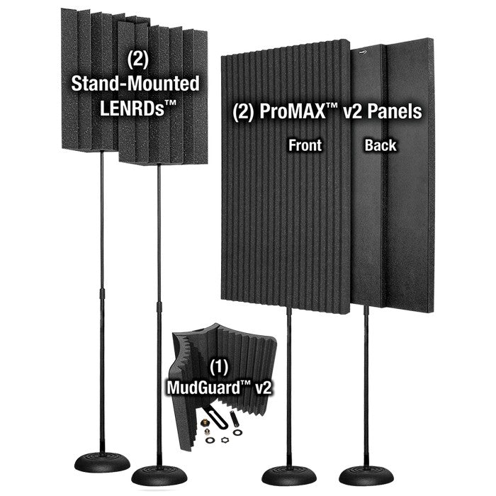 Auralex - Axvoxmax - Auralex Voxmax Portable Kit 2-Promax V2, 1-Mudguard V2, 2-Stand Mount Lenrd