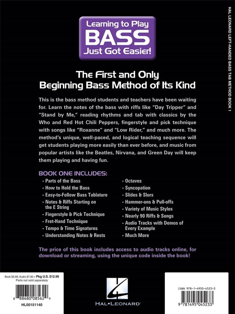 Hal Leonard Left-Handed Bass Tab Method Book 1