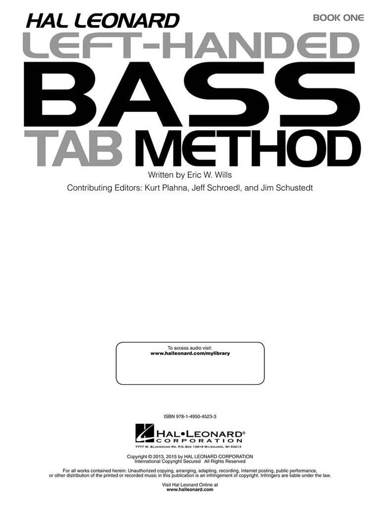Hal Leonard Left-Handed Bass Tab Method Book 1