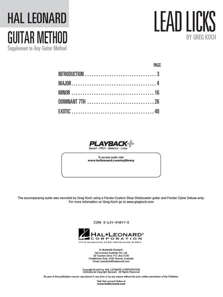 Hal Leonard Guitar Method: Lead Licks