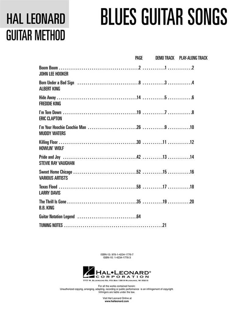 Hal Leonard Guitar Method: Blues Guitar Songs