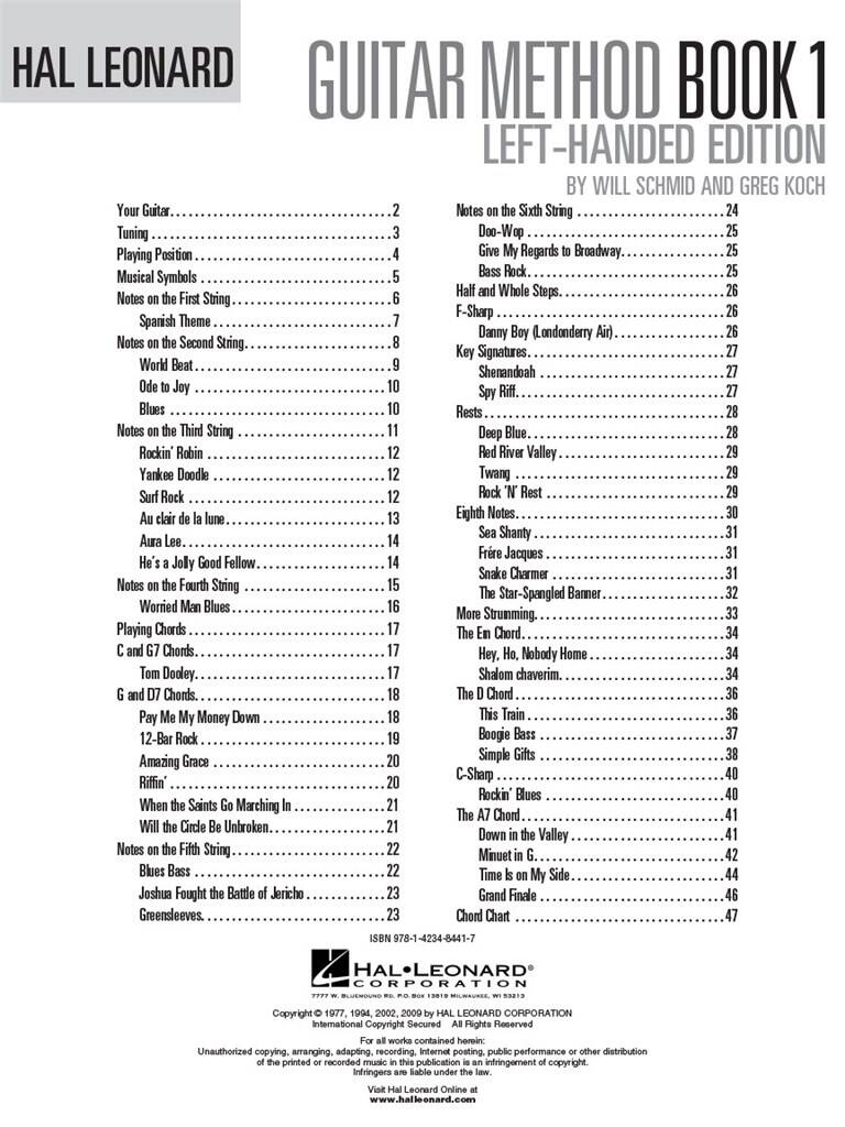 Hal Leonard Guitar Method Book 1 (Left Handed Edition)