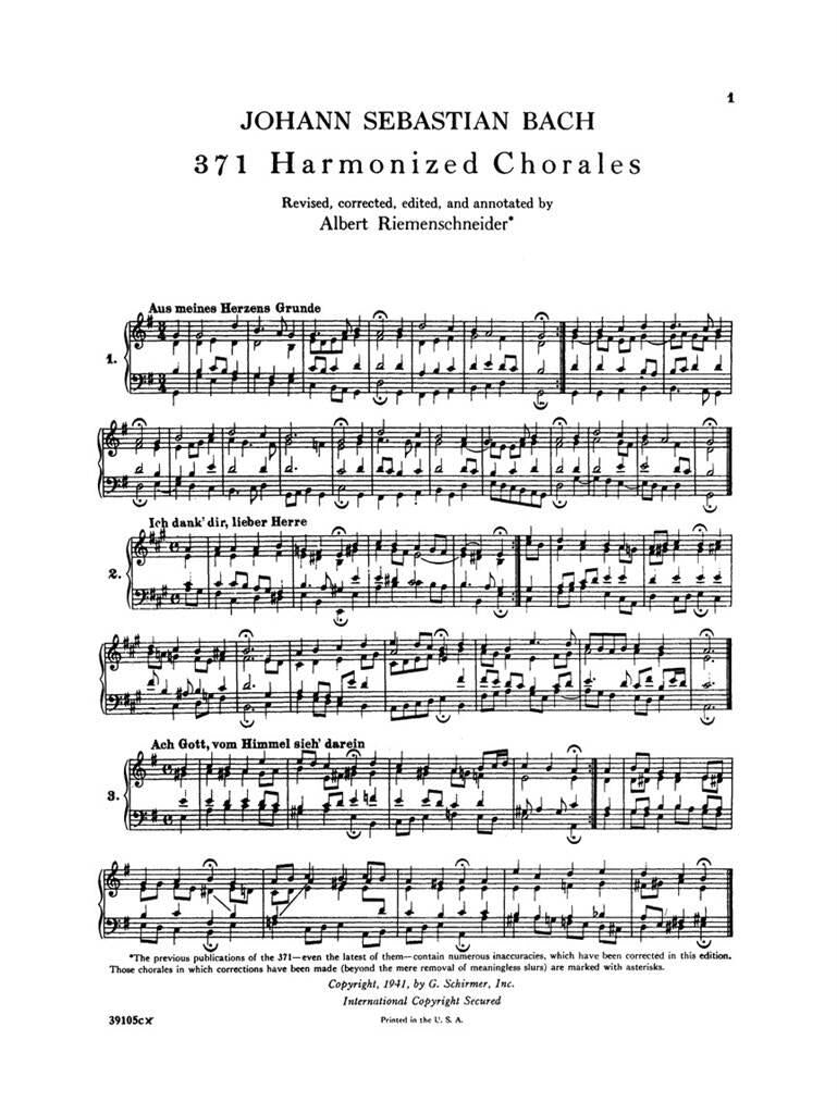 371 Harmonized Chorales And 69 Chorale Melodies