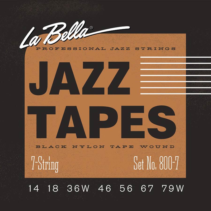 La Bella 800-7 Nylon Tape Wound elektrische gitaarsnaren voor 7-, 8- en 12-snarige gitaar, 014-067