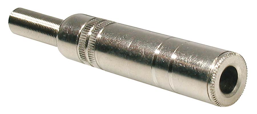 jack plug female, nickel, with spring 6,5mm, 3-pole