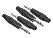 jack plug, 6,3mm, 2-pole, rubber 7,5mm, aluminium black