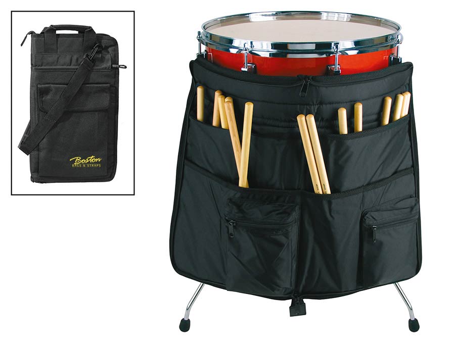 drumstick bag, professional model, with strap, accessory pockets and floor tom mounting hooks