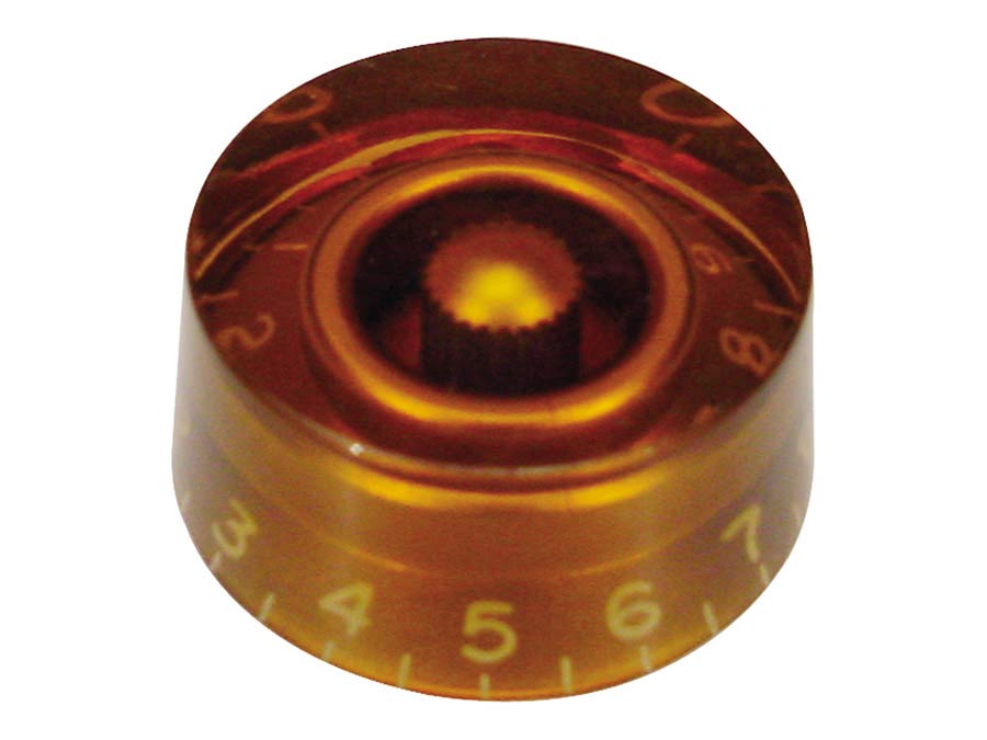 speed knob (hatbox), transparent amber