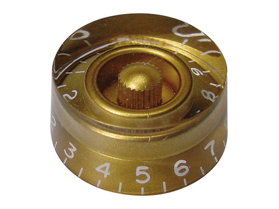 speed knob (hatbox), for inch type pot shaft, transparent gold