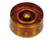 speed knob (hatbox), for inch type pot shaft, transparent amber
